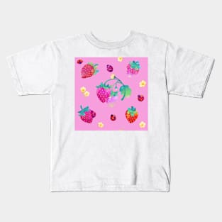 Strawberries and ladybugs Kids T-Shirt